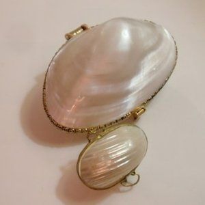 MOP Seashell Set of Two Trinkets Lined in Gold Plated